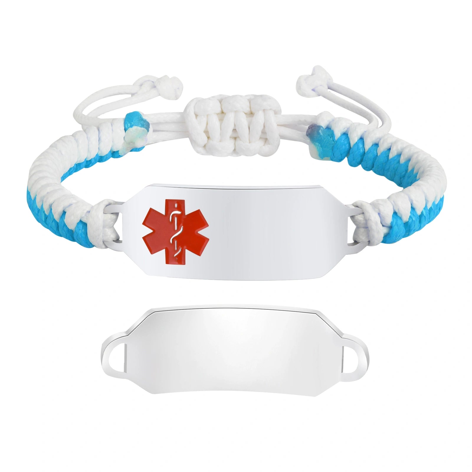 Personalized Stainless Steel Medical Alert Wax Cord Bracelet