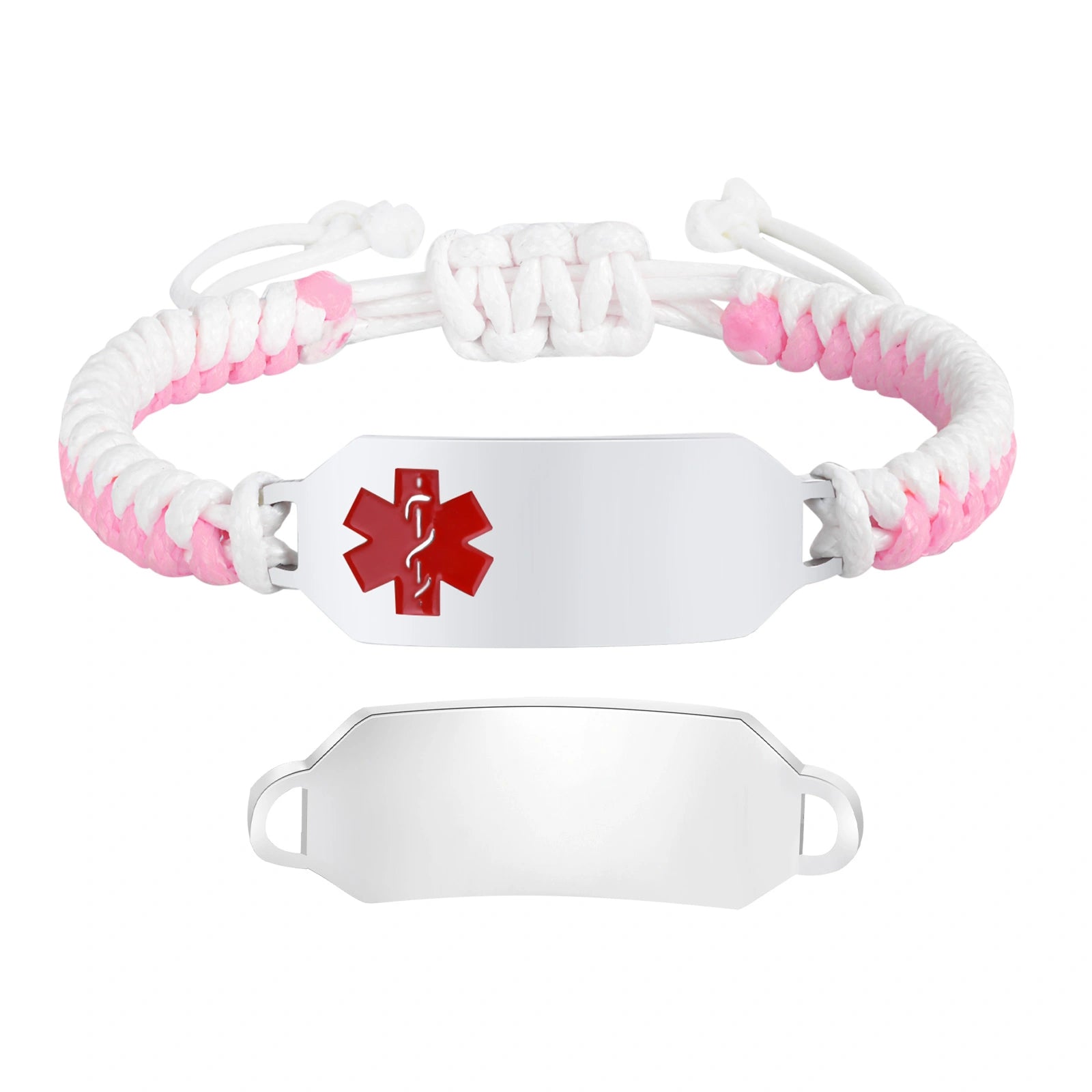 Personalized Stainless Steel Medical Alert Wax Cord Bracelet