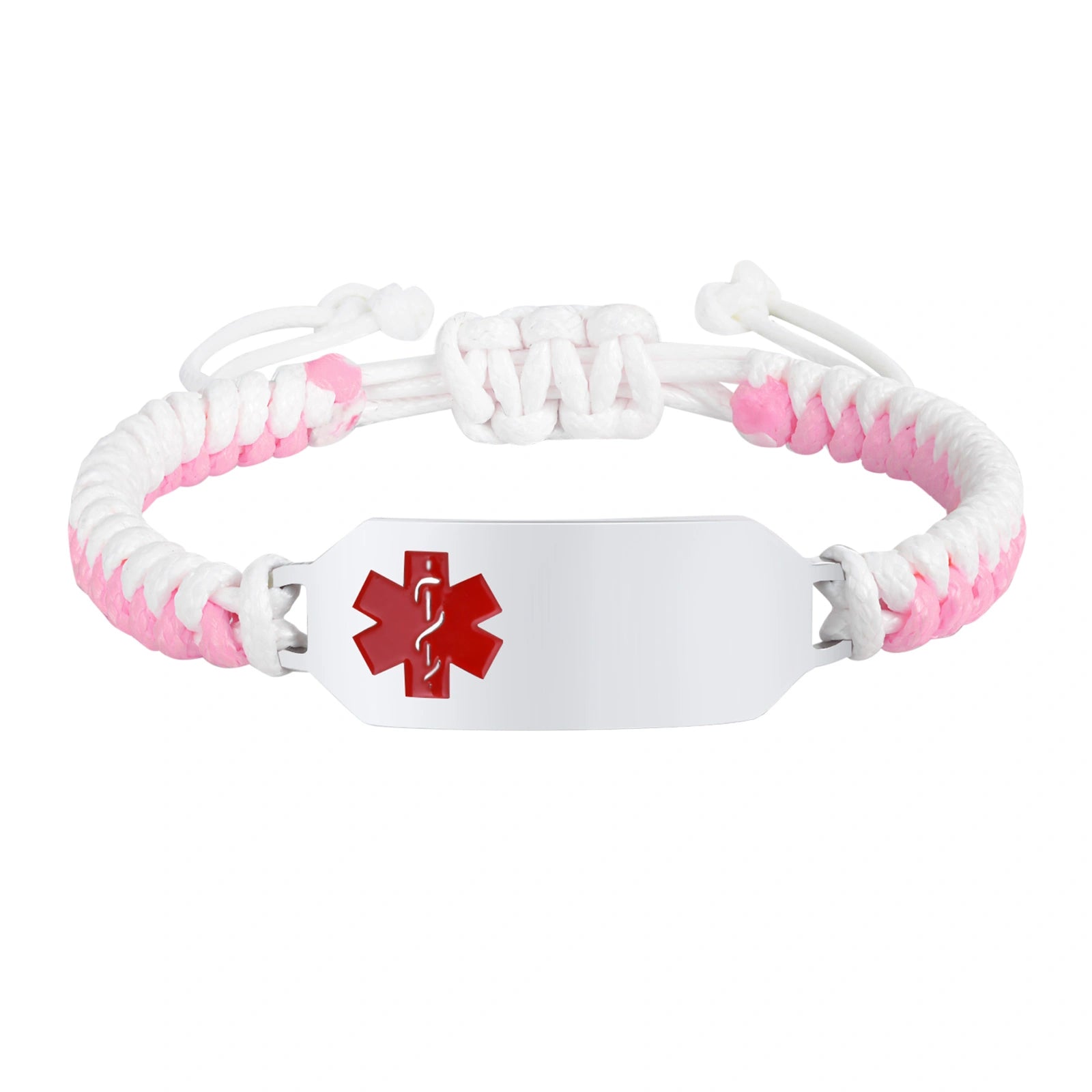 Personalized Stainless Steel Medical Alert Wax Cord Bracelet