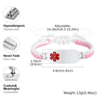 Personalized Stainless Steel Medical Alert Wax Cord Bracelet