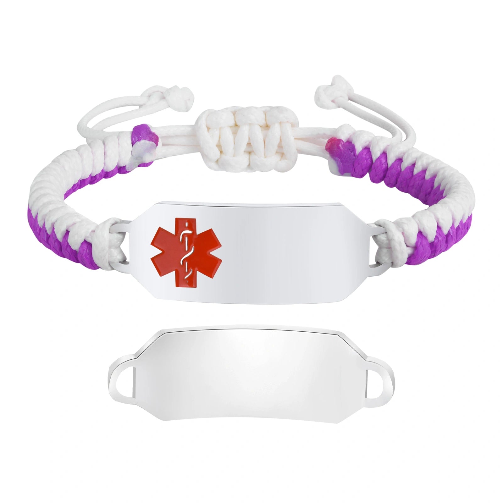 Personalized Stainless Steel Medical Alert Wax Cord Bracelet