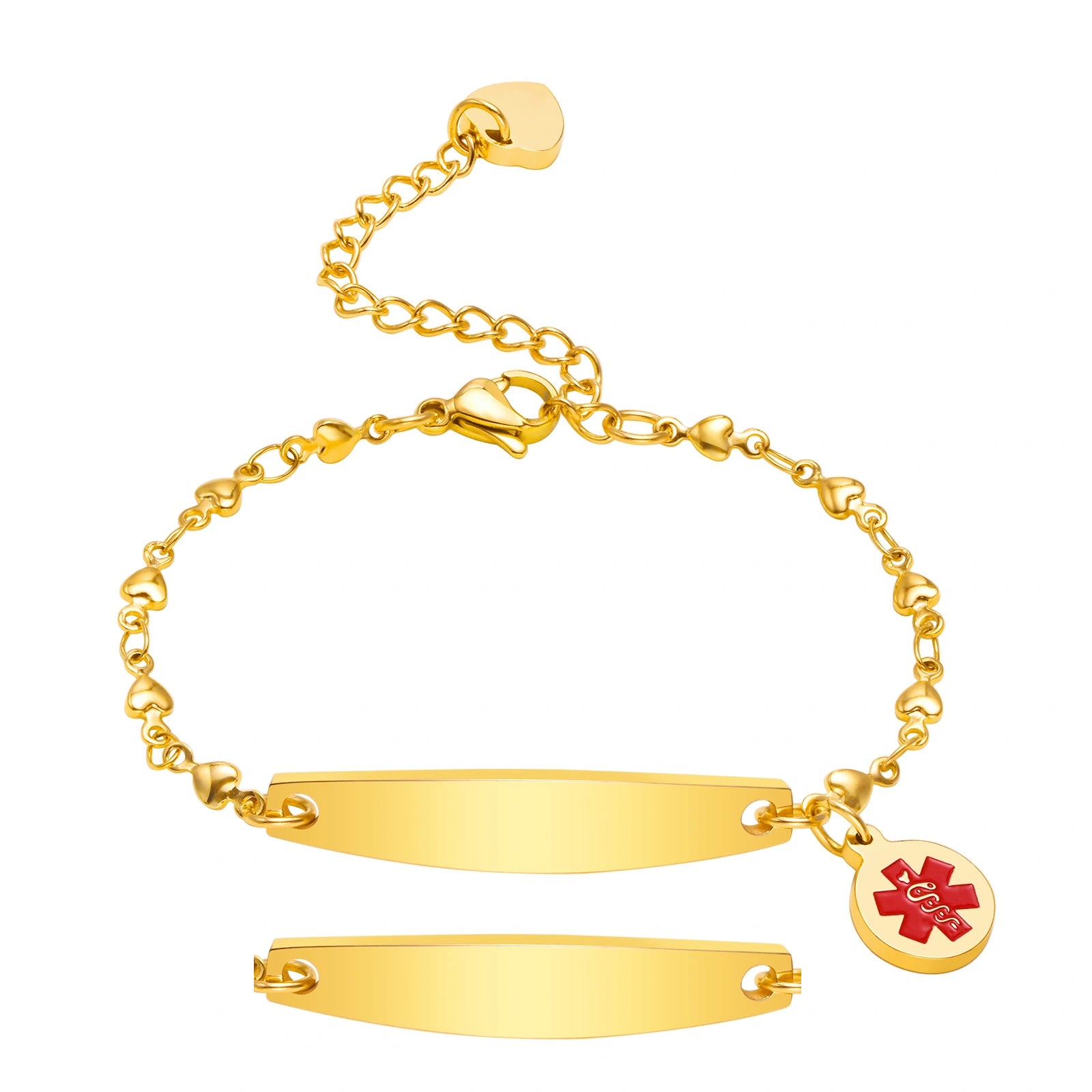 Custom Elegant Heart Link Medical Alert Bracelet