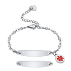 Custom Elegant Heart Link Medical Alert Bracelet