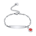 Custom Elegant Heart Link Medical Alert Bracelet