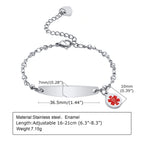 Custom Elegant Heart Link Medical Alert Bracelet