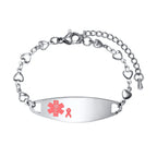 Personalized Stainless Steel Pink Ribbon Medical ID Bracelet