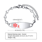Personalized Stainless Steel Pink Ribbon Medical ID Bracelet