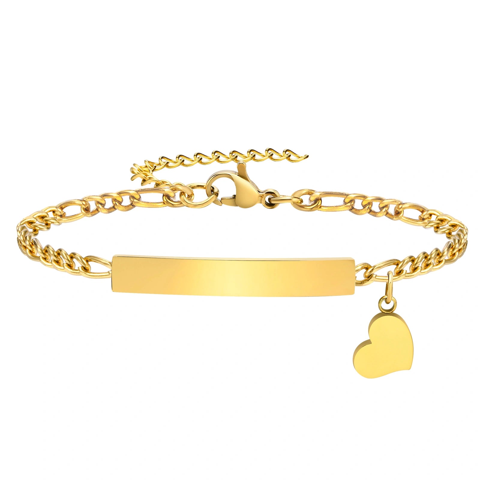 Personalized Stainless Steel Medical ID Bracelet with Heart Charm