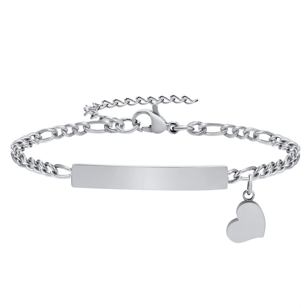 Personalized Stainless Steel Medical ID Bracelet with Heart Charm