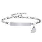 Personalized Stainless Steel Medical ID Bracelet with Heart Charm