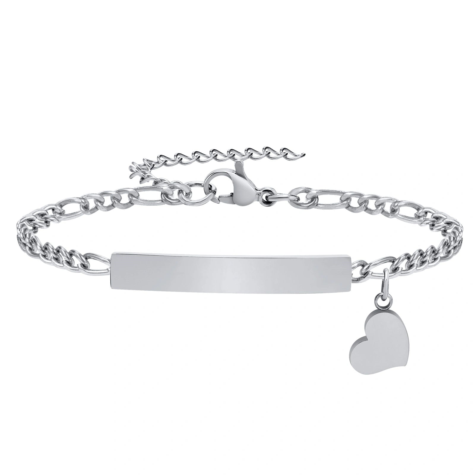 Personalized Stainless Steel Medical ID Bracelet with Heart Charm