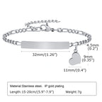 Personalized Stainless Steel Medical ID Bracelet with Heart Charm