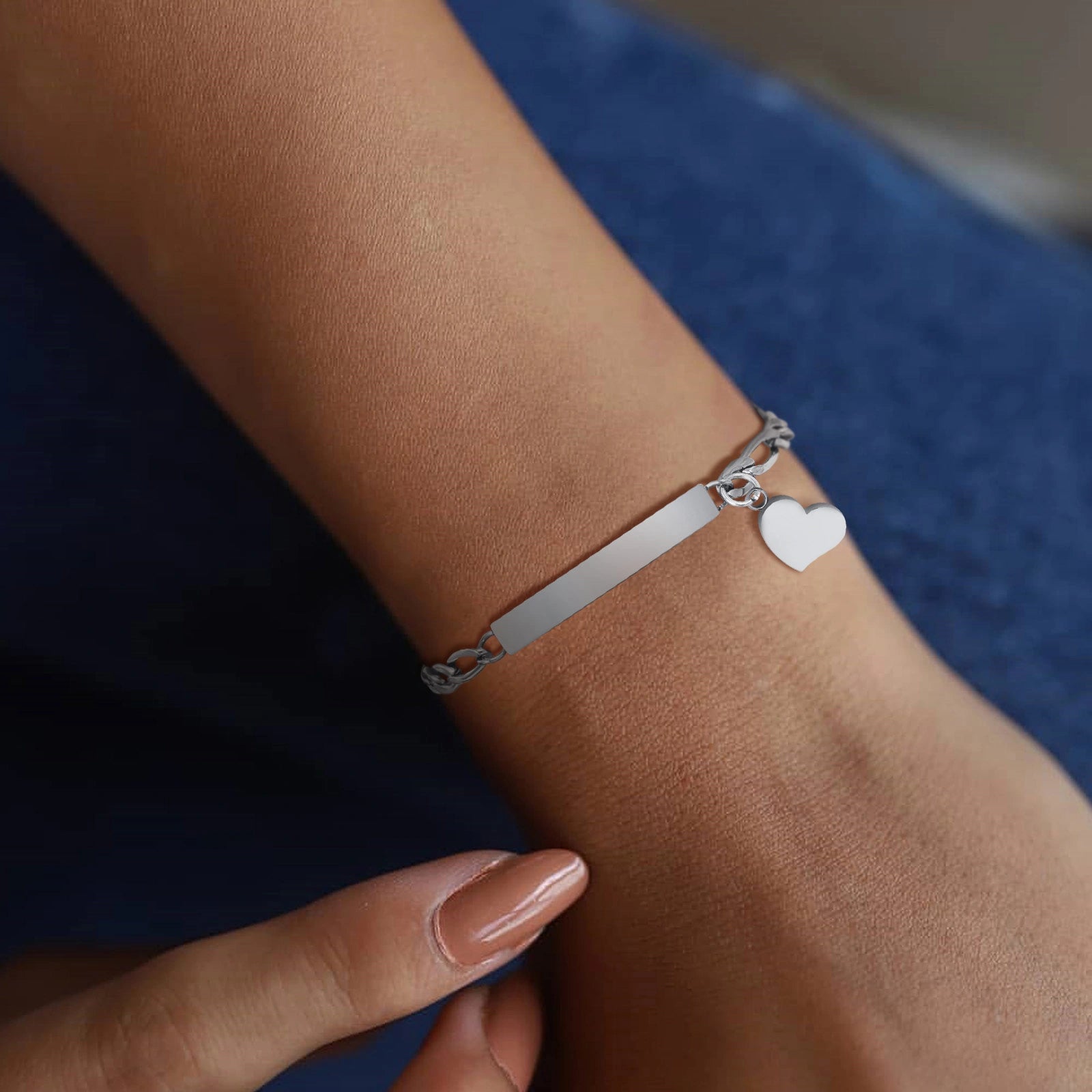 Personalized Stainless Steel Medical ID Bracelet with Heart Charm