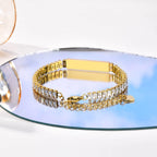 Personalized Stainless Steel Engraved Bracelet with Square CZ