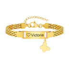 Personalized Kids Stainless Steel ID Bracelet with Butterfly Charm