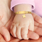 Personalized Kids Stainless Steel ID Bracelet with Butterfly Charm
