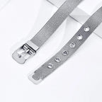 Adjustable stainless steel mesh band medical ID bracelet