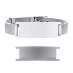 Silver stainless steel medical ID mesh buckle bracelet