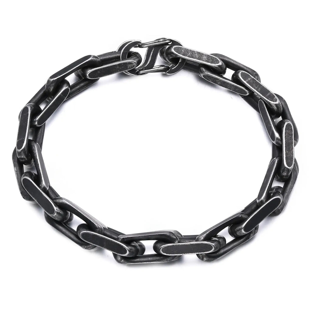Diamond-Cut Paperclip Stainless Steel Chain Bracelet