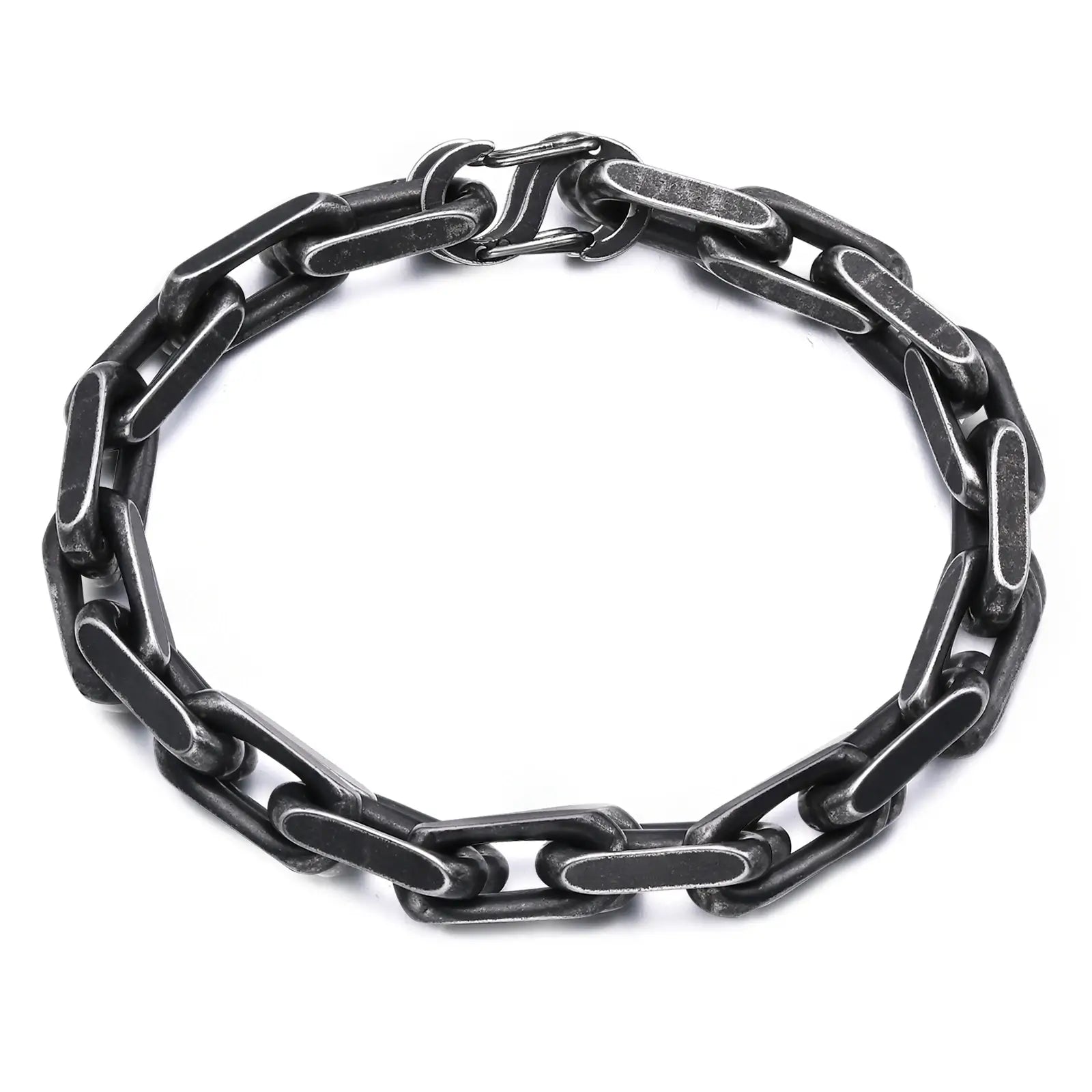 Diamond-Cut Paperclip Stainless Steel Chain Bracelet