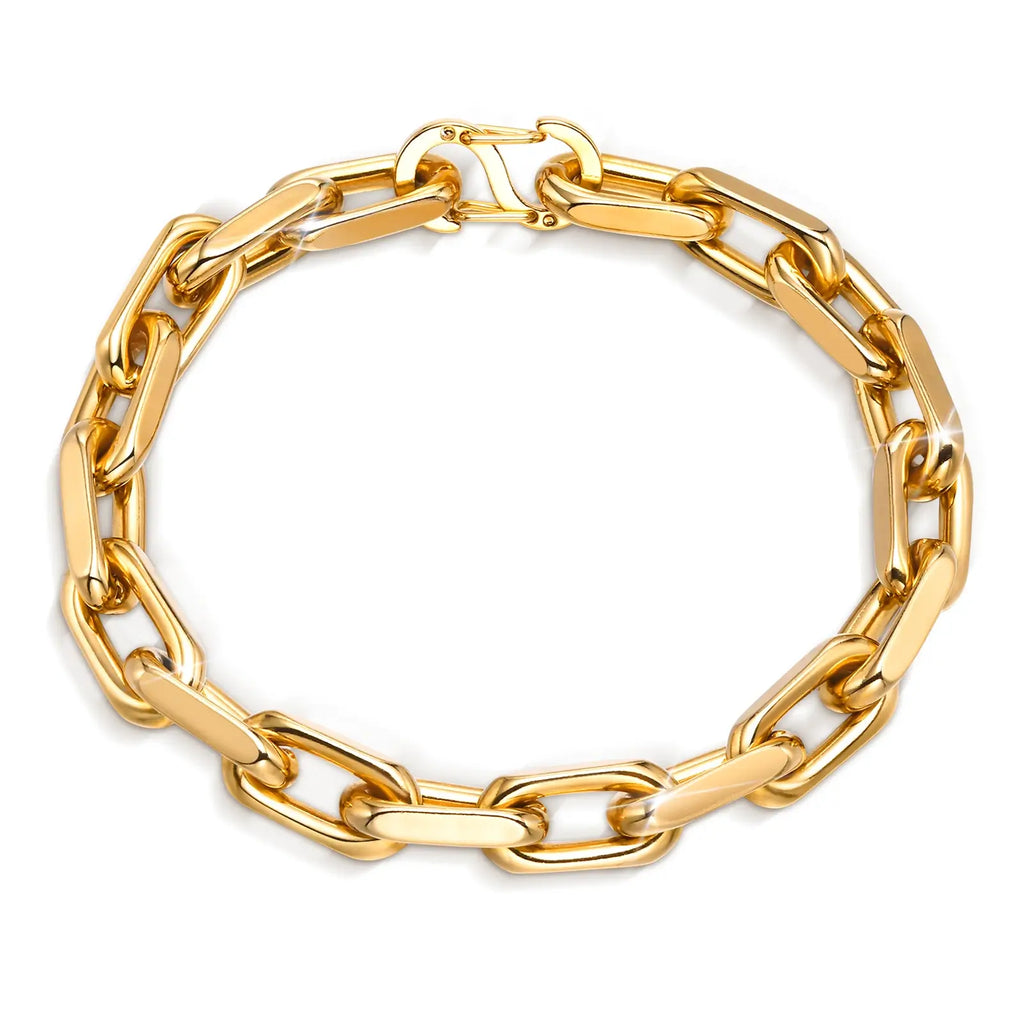 Diamond-Cut Paperclip Stainless Steel Chain Bracelet