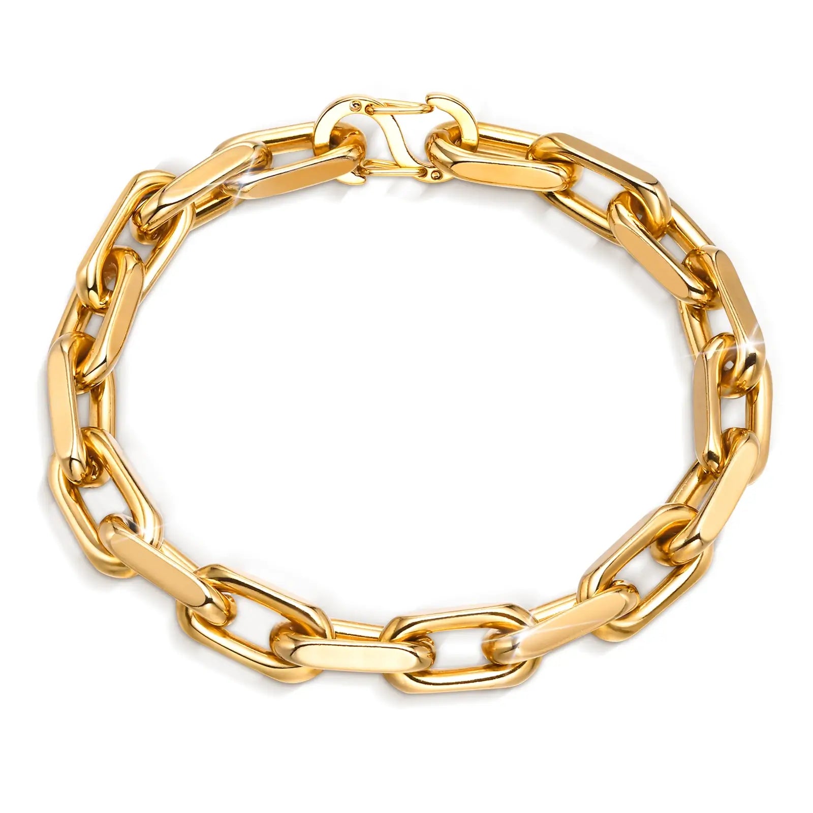 Diamond-Cut Paperclip Stainless Steel Chain Bracelet