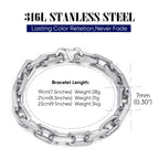 Diamond-Cut Paperclip Stainless Steel Chain Bracelet