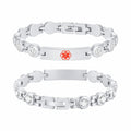 Custom Engraved Stainless Steel Rhinestone ID Bracelet