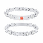 Custom Engraved Stainless Steel Rhinestone ID Bracelet