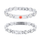 Custom Engraved Stainless Steel Rhinestone ID Bracelet