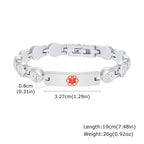 Custom Engraved Stainless Steel Rhinestone ID Bracelet