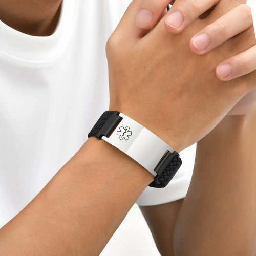 Custom Braided Medical ID Bracelet with Adjustable Nylon Band