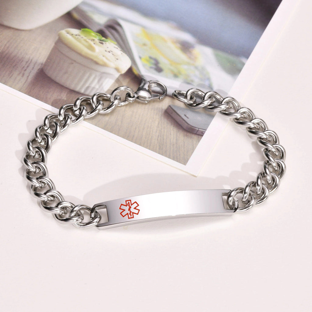 Personalized Stainless Steel Medical ID Curb Chain Bracelet