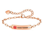 Women's Stainless Steel Blood Thinner Medical ID Bracelet with CZ