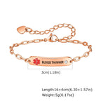 Women's Stainless Steel Blood Thinner Medical ID Bracelet with CZ