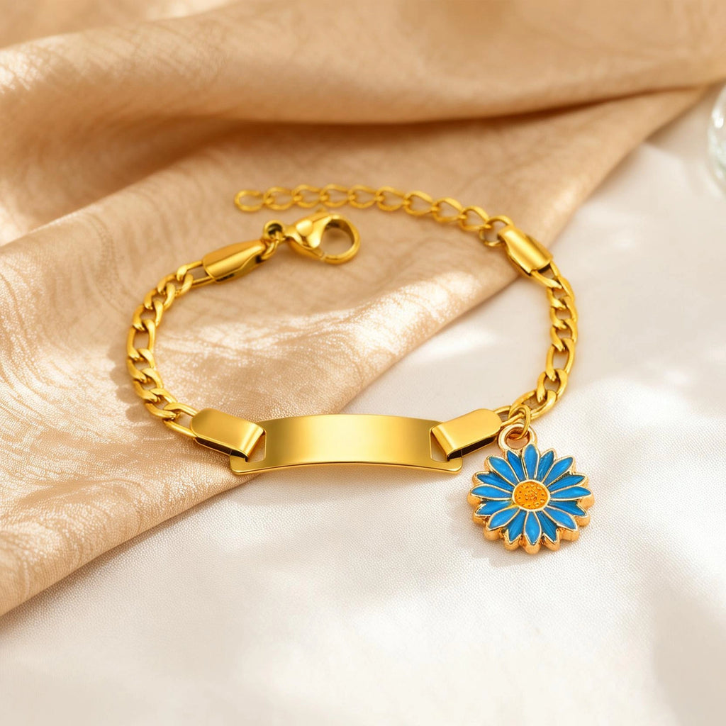 Personalized Kids Medical Alert Bracelet with Flower Charm