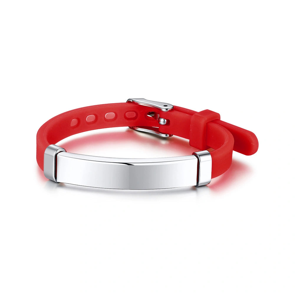 Personalized Stainless Steel Silicone Medical Alert Bracelet For Kids