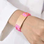 Personalized Kids Medical ID Bracelet with Pink Butterfly Silicone Band