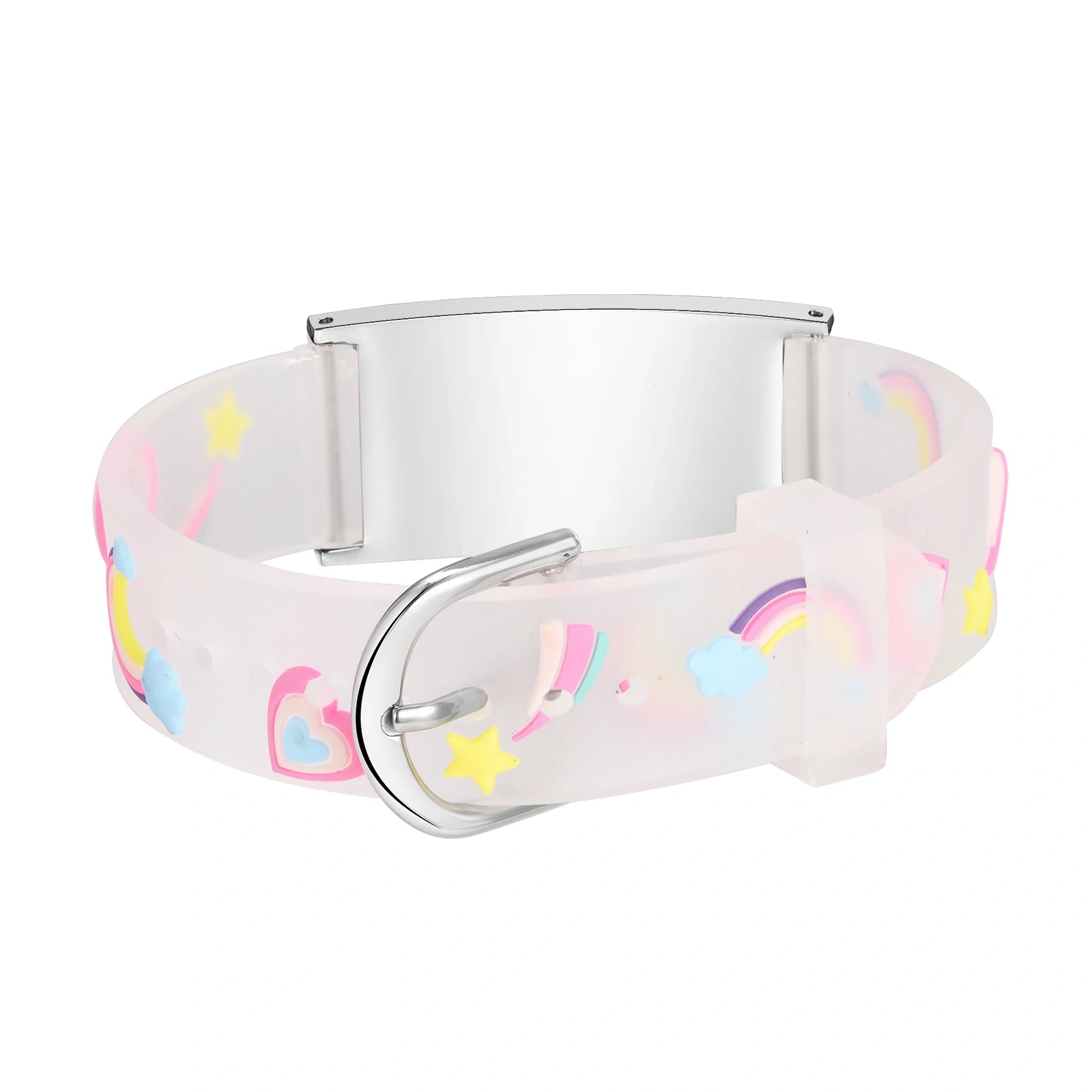 Personalized Kids Medical ID Bracelet with Rainbow Silicone Band
