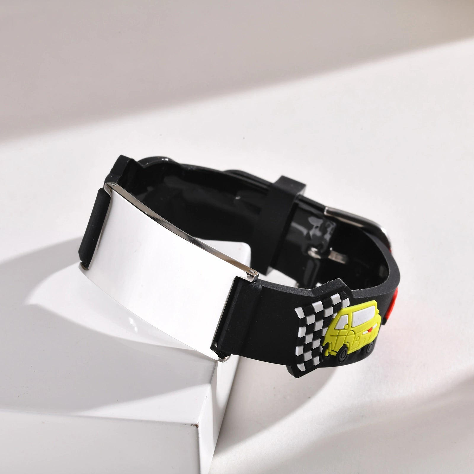 Personalized Kids Medical ID Bracelet with Racing Car Silicone Band