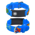 Custom Adjustable Silicone Kids Medical ID Bracelet-Blue & Black