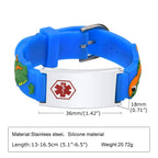 Custom Adjustable Silicone Kids Medical ID Bracelet - Blue & Silver