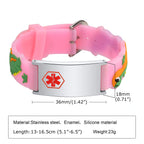 Custom Adjustable Silicone Kids Medical ID Bracelet-Pink & Silver