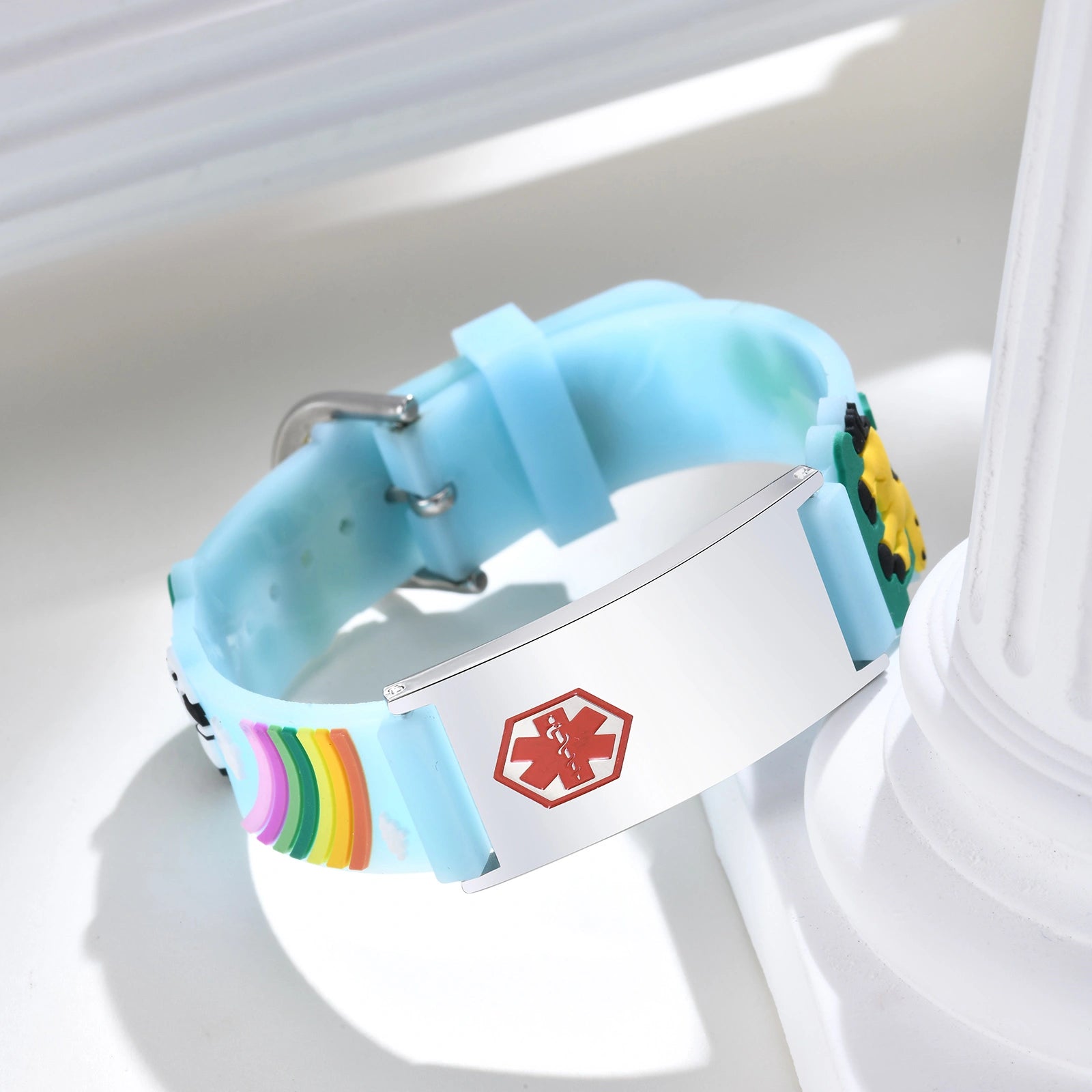 Kids Unicorn Medical ID Silicone Bracelet - Blue