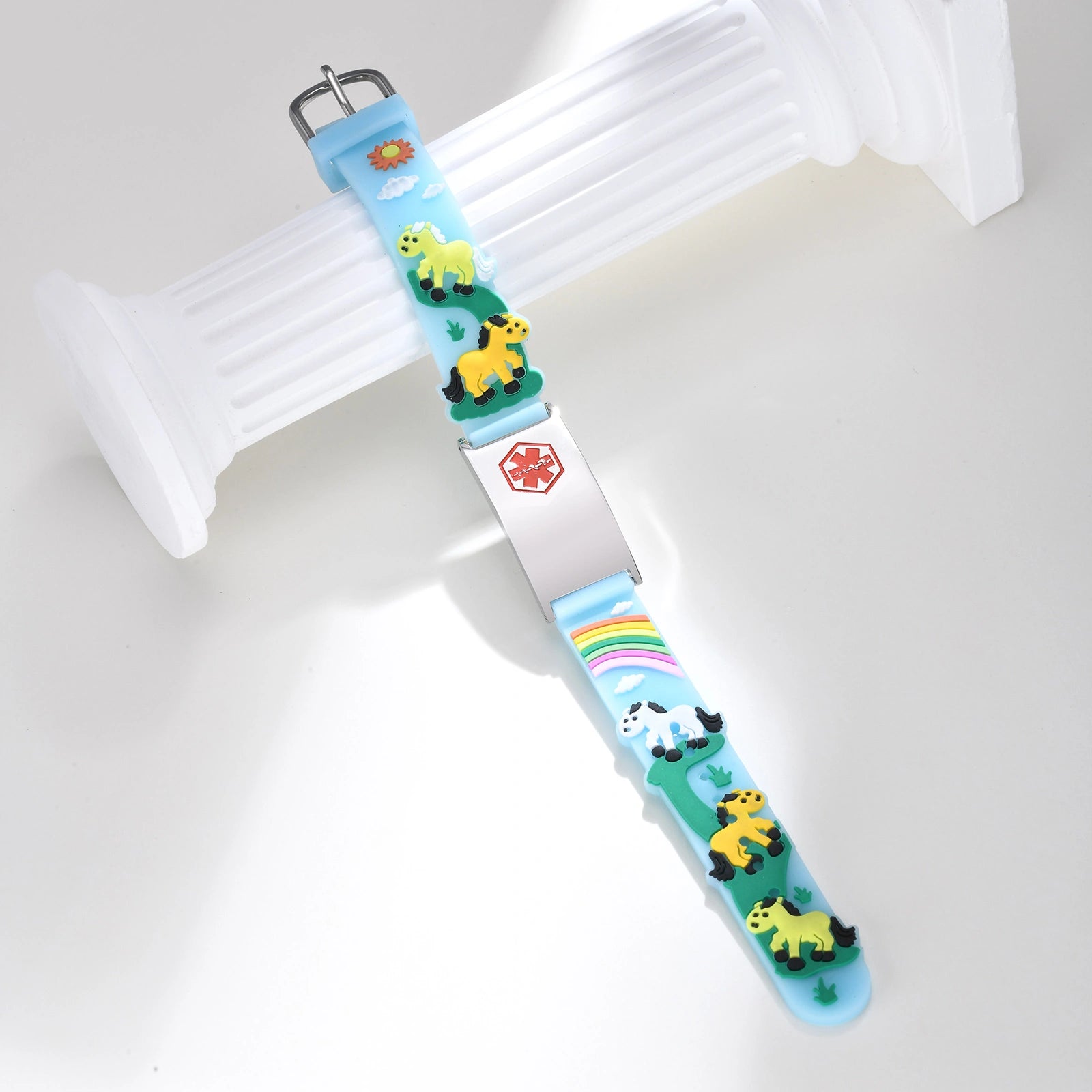 Kids Unicorn Medical ID Silicone Bracelet - Blue
