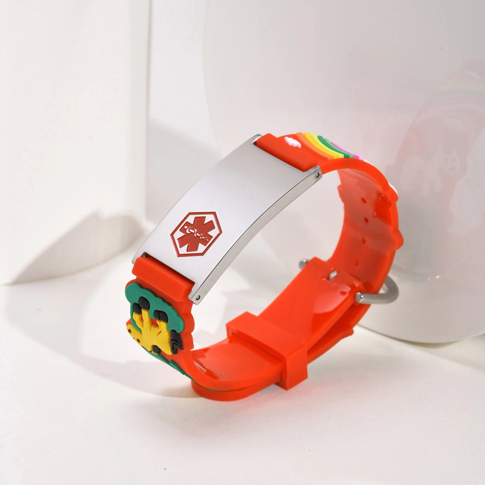 Kids Unicorn Medical ID Silicone Bracelet - Red