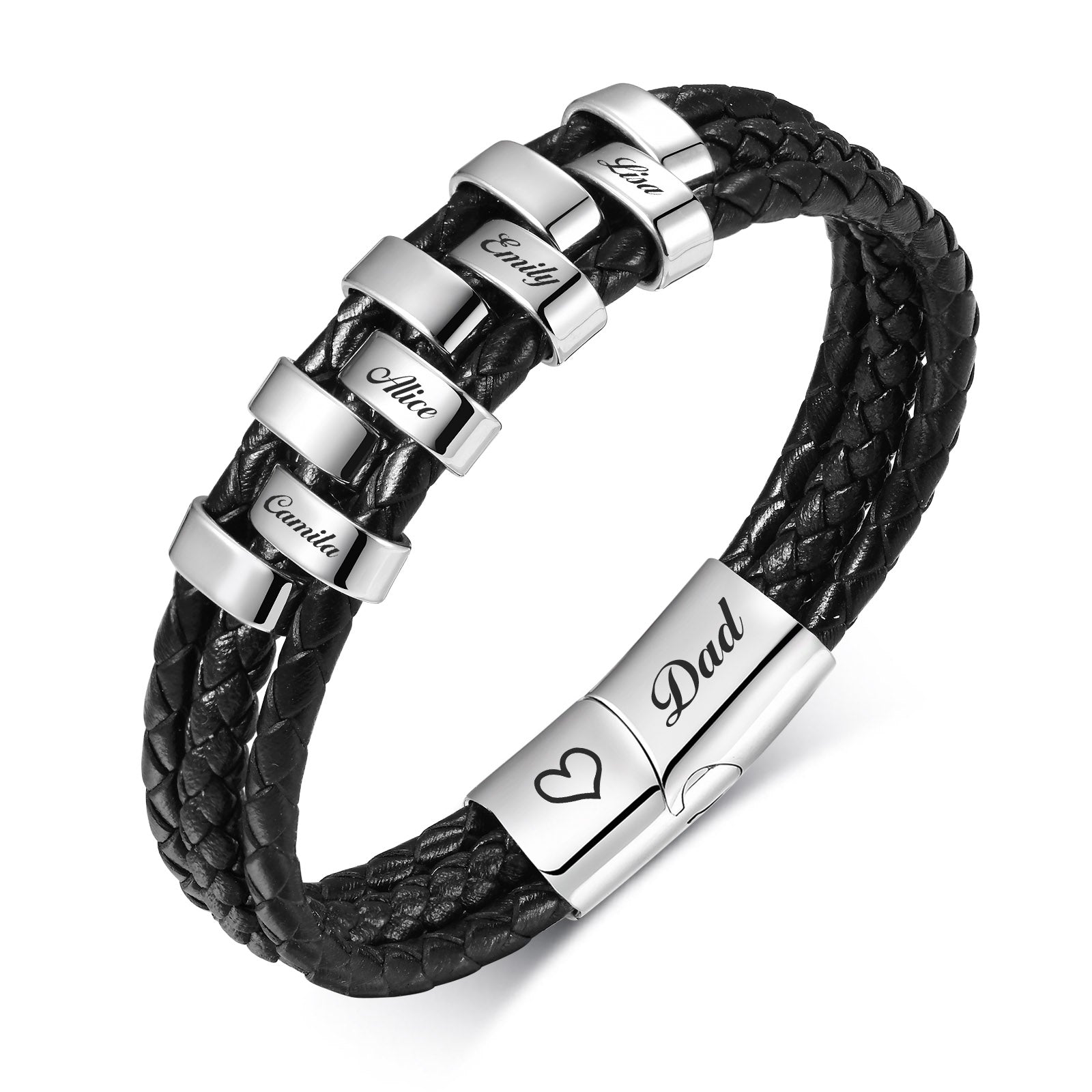 Personalized Woven Leather Bracelet for Dad