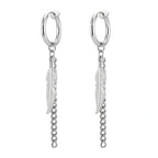 Feather Dangle Stainless Steel Hoop Earrings - No Piercing Required