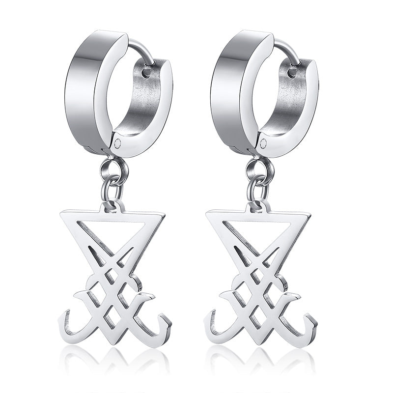 Seal of Lucifer Dangle Hoop Earrings