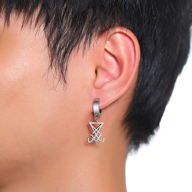 Seal of Lucifer Dangle Hoop Earrings